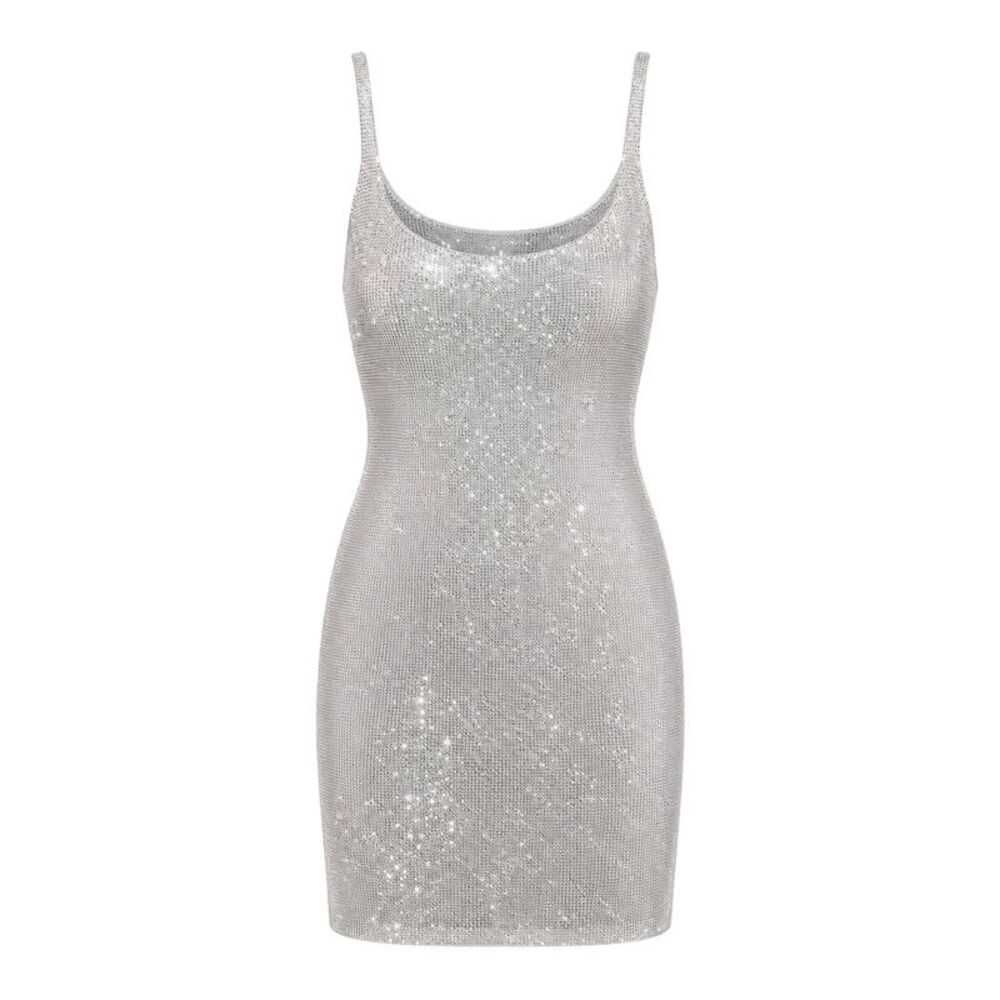 Gucci Women Stretch Nylon Jersey Dress With Crystals